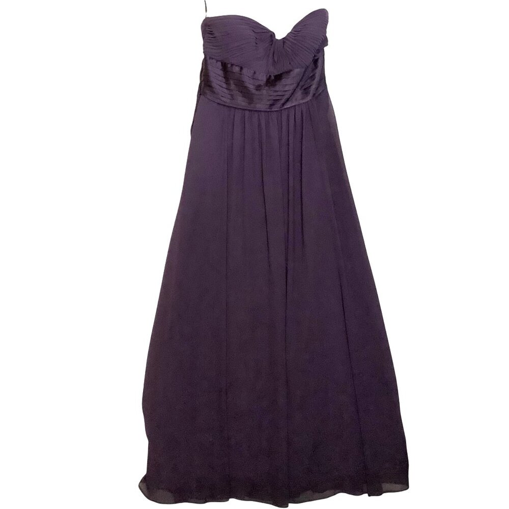 Bill Levkoff Plum Strapless Chiffon Evening Gown Size 4 Ruched‎ Empire Waistline